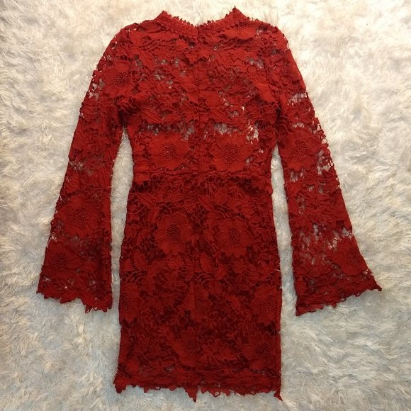 NWOT Boho L'ATISTE Bell Sleeve Lace Fall Dress - Picture 2 of 8